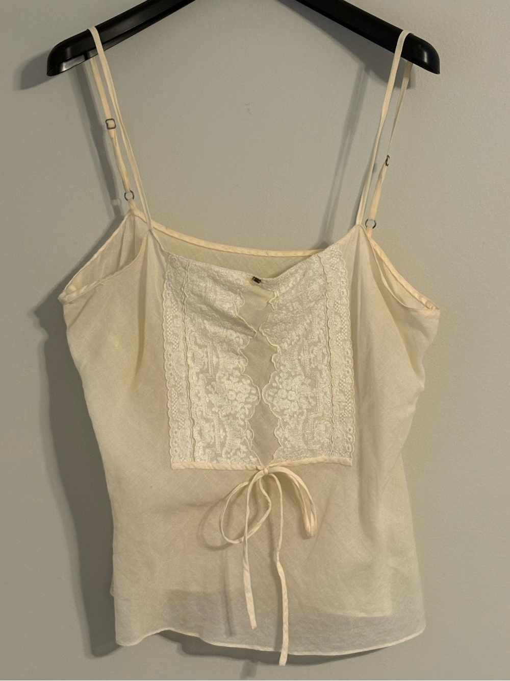 Women's Lace-Front Camisole Tank Top - Cream - Size Large